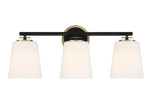 Trade Winds Nell 3-Light Bathroom Vanity Light in Matte Black and Natural Brass