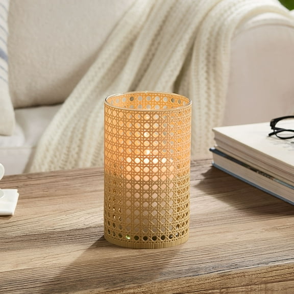 Better Homes & Gardens Wrapped Rattan Glass Hurricane Candle Holder, 8", Medium
