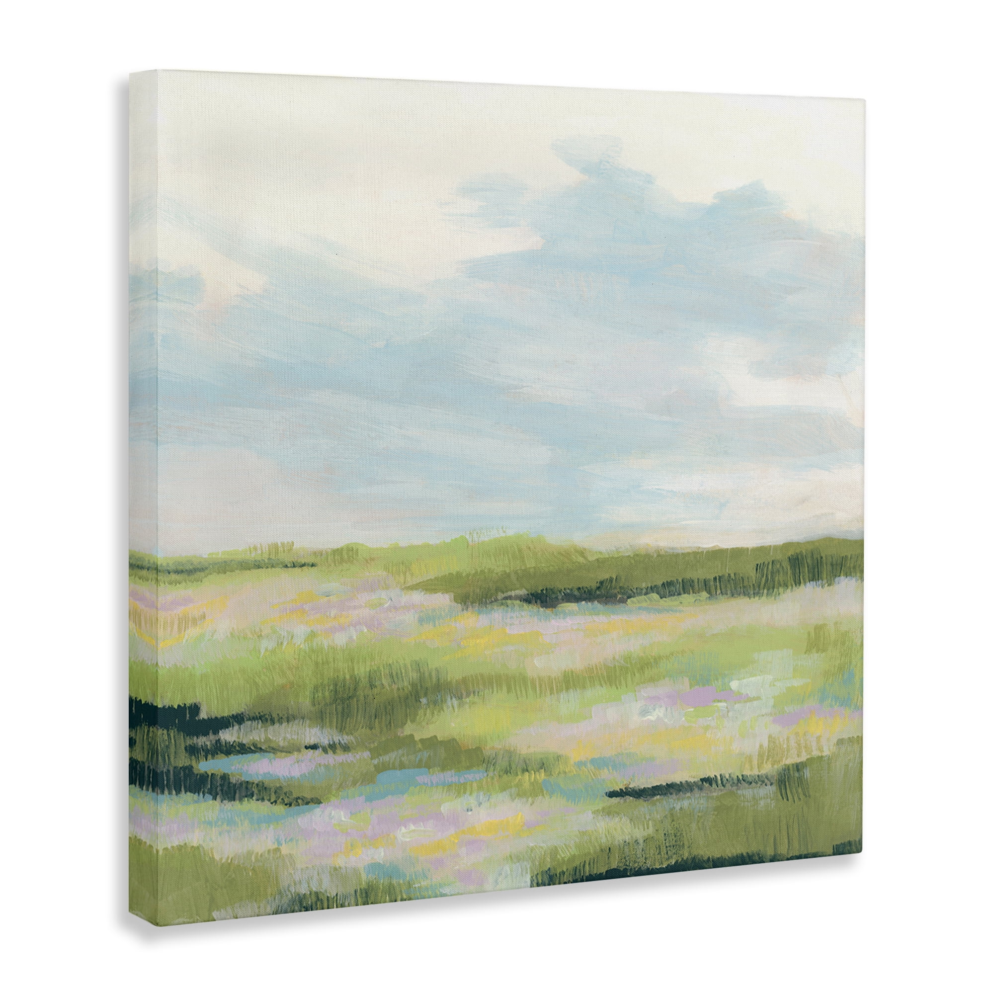 Stupell Industries Brushed Meadow & Sky Landscape & Nature Painting Wrapped Canvas Art Print Wall Art, 24 x 24