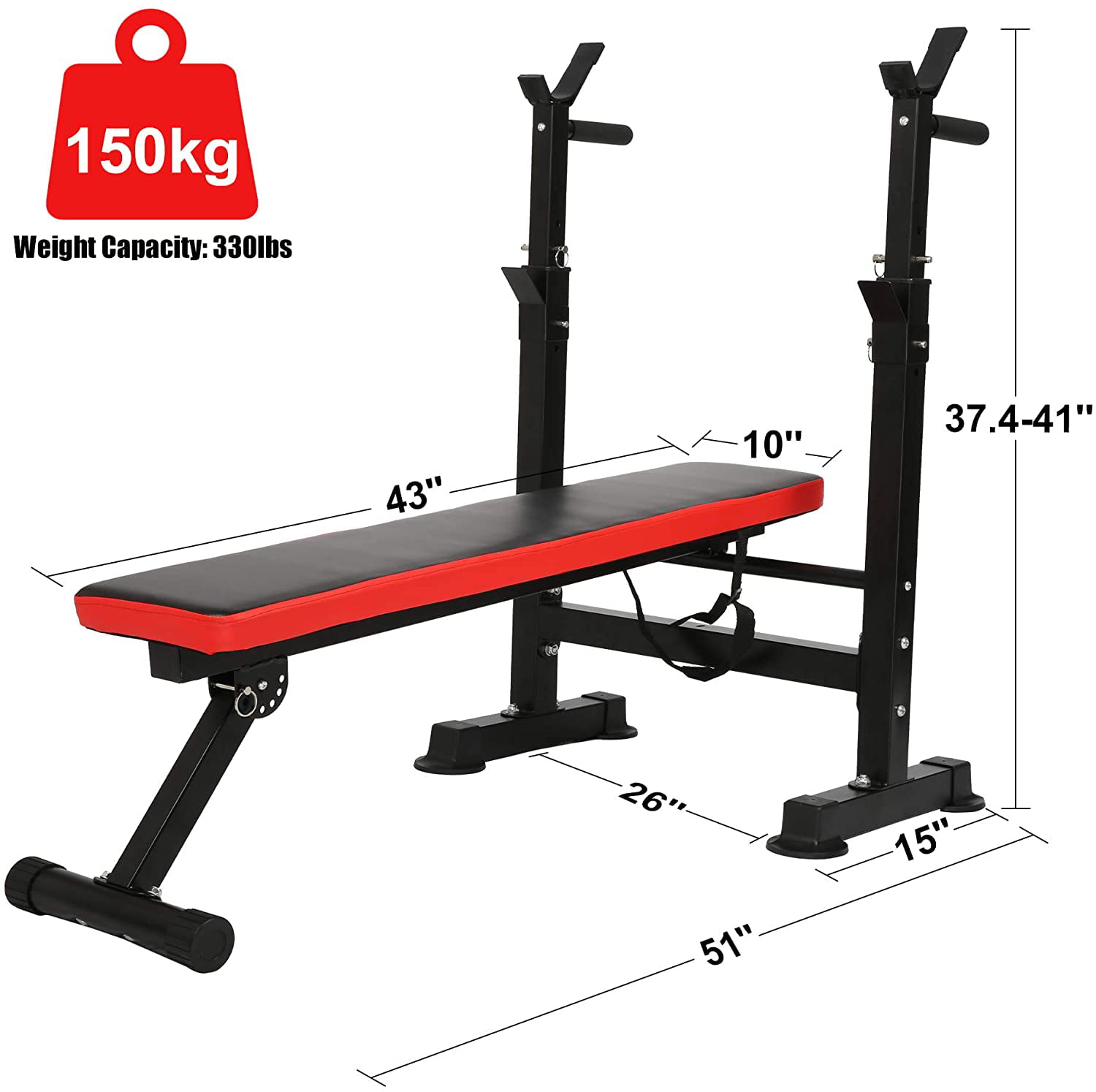 Adjustable Weight Bench Incline Decline Foldable with Dumbbell Rack Stand for Full Body Fitnesswith bench GJXJY Olympic Workout Bench with Independent Squat Rack