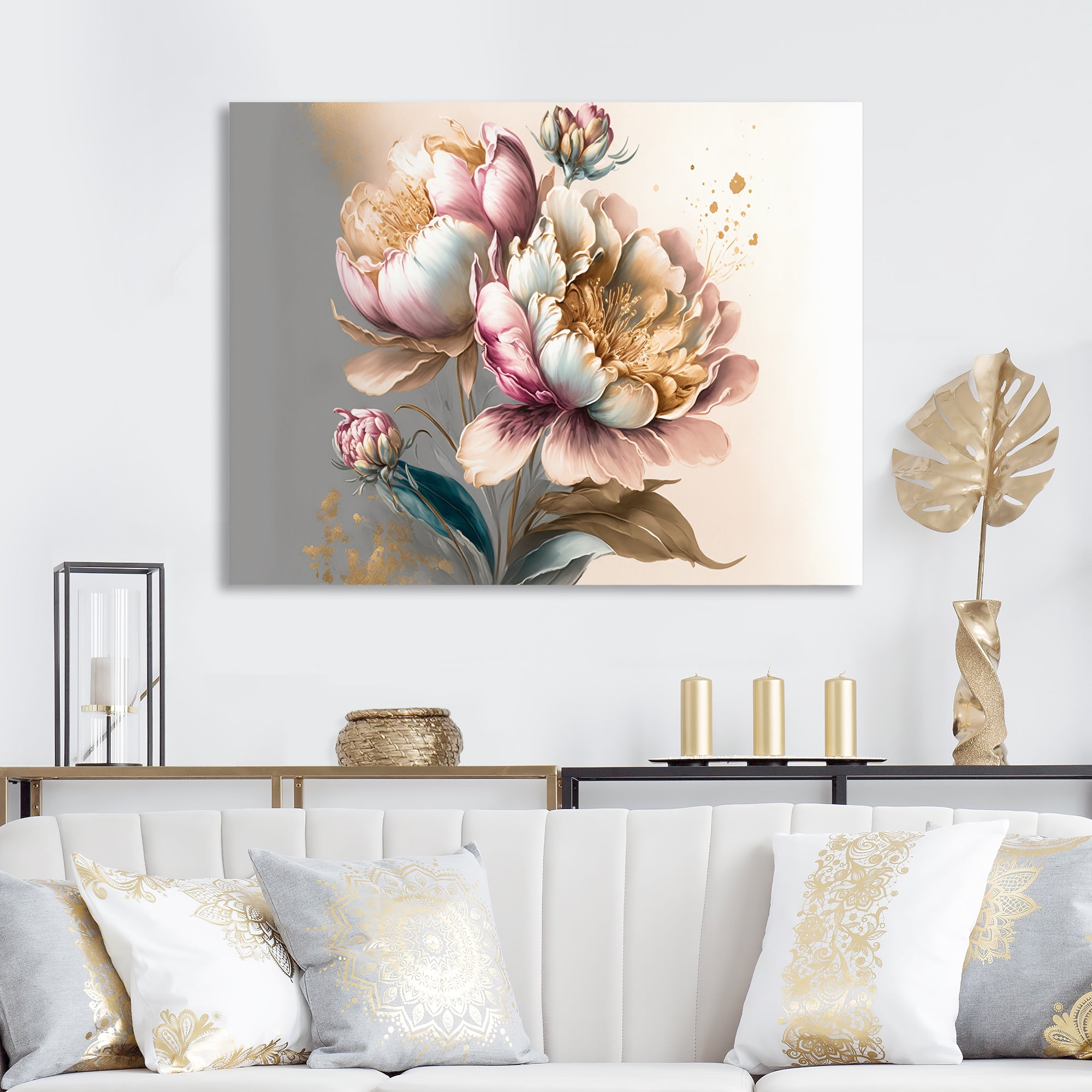 Designart Pink And Gold Peruvian Lily I Canvas Wall Art