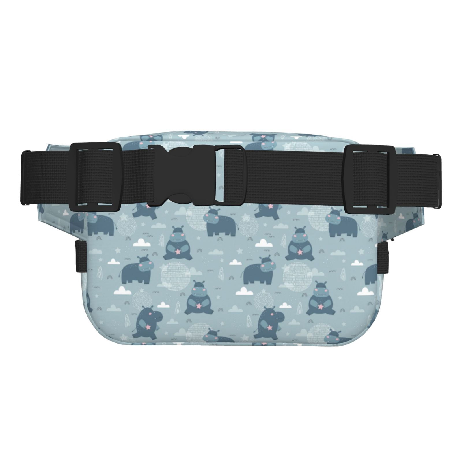 Picia Cute Hippopotamus Print Square Double-Layer Waist Bag Mini Adjustable Waist Belt Bag Exercise Running Travel Hiking