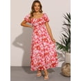 thumbnail image 4 of DARING DIVA Square Neck High Waist Smocked Back Flowy Tiered Maxi Dress XS Pink, 4 of 6