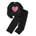 thumbnail image 3 of Fozruso Girls Sweater Design Large Size Heart Pattern Long Sleeve Top And Pants Double Layered Insulated Suitable For 7 12 Years Old Cute Clothing Sets,Black,7-8 Years, 3 of 7