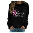 thumbnail image 2 of Fartey Womens Breast Cancer Awareness Long Sleeve Sweatshirt In October We Wear Pink Ribbon Print Breast Cancer Pullover Blouses, 2 of 6