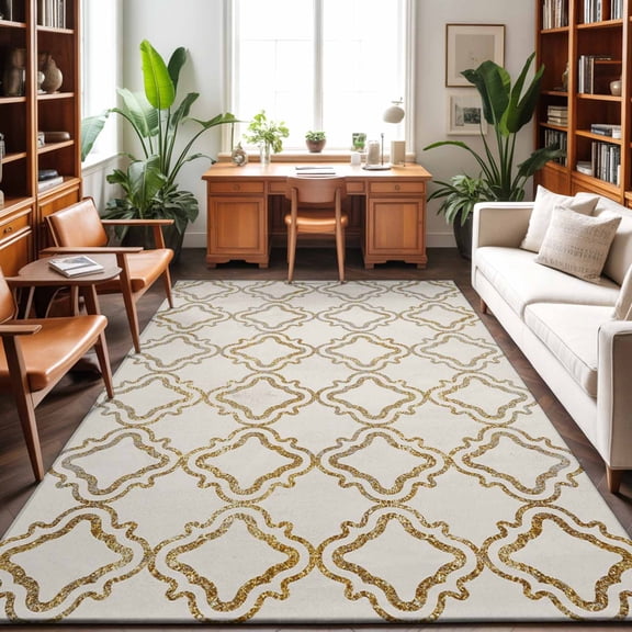 Large Area Rugs 8'x10', Beige Moroccan Carpet Runner Indoor Outdoor Rugs Home Decor Aesthetic, Geometric Abstract Art Modern Non Slip Mats Washable Accent Rug for Living Room Bedroom