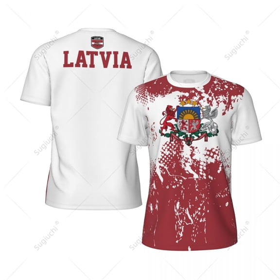 Exclusive design Latvia Flag Grain 3D Printed Men For Running Bike Soccer Tennis Fitness Sports tshirt Mesh Fans Short T-shirt