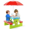 Kids Picnic Table, Toddler Plastic Outdoor Table & Bench Set With Umbrella, Children Patio Furniture Set For Backyard Garden, Kids Picnic Tables For Outdoors, Gift For Boys Girls Age 3