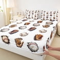 thumbnail image 4 of Castle Fairy Vintage Baseball Queen Sheets 4 Pieces, Cracked Wall Ball Glove Queen Sheet Sets, Brown White,1 Fitted Sheet, 1 Flat Sheet and 2 Pillowcases, 4 of 6