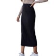 thumbnail image 2 of Falda ceñida de cintura alta Slim Fit Lápiz elástico Otoño Midi Negro Falda elegante simple para la oficina ANGGREK Otros, 2 of 6