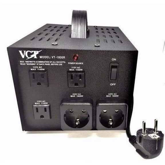 VT 1800R - Heavy Duty 1800 Watt Voltage Transformer Step Up / Step Down Voltage Converter for Converting 110V / 220V / 240V