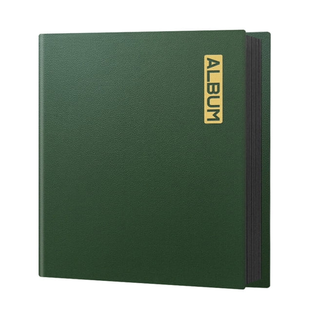 Bewildely Álbum de fotos de boda de PU A4, película adhesiva para manualidades, protección para álbum de recortes, tarjeta blanca, libro Almacenamiento y organización del hogar Tarjeta verde/negra