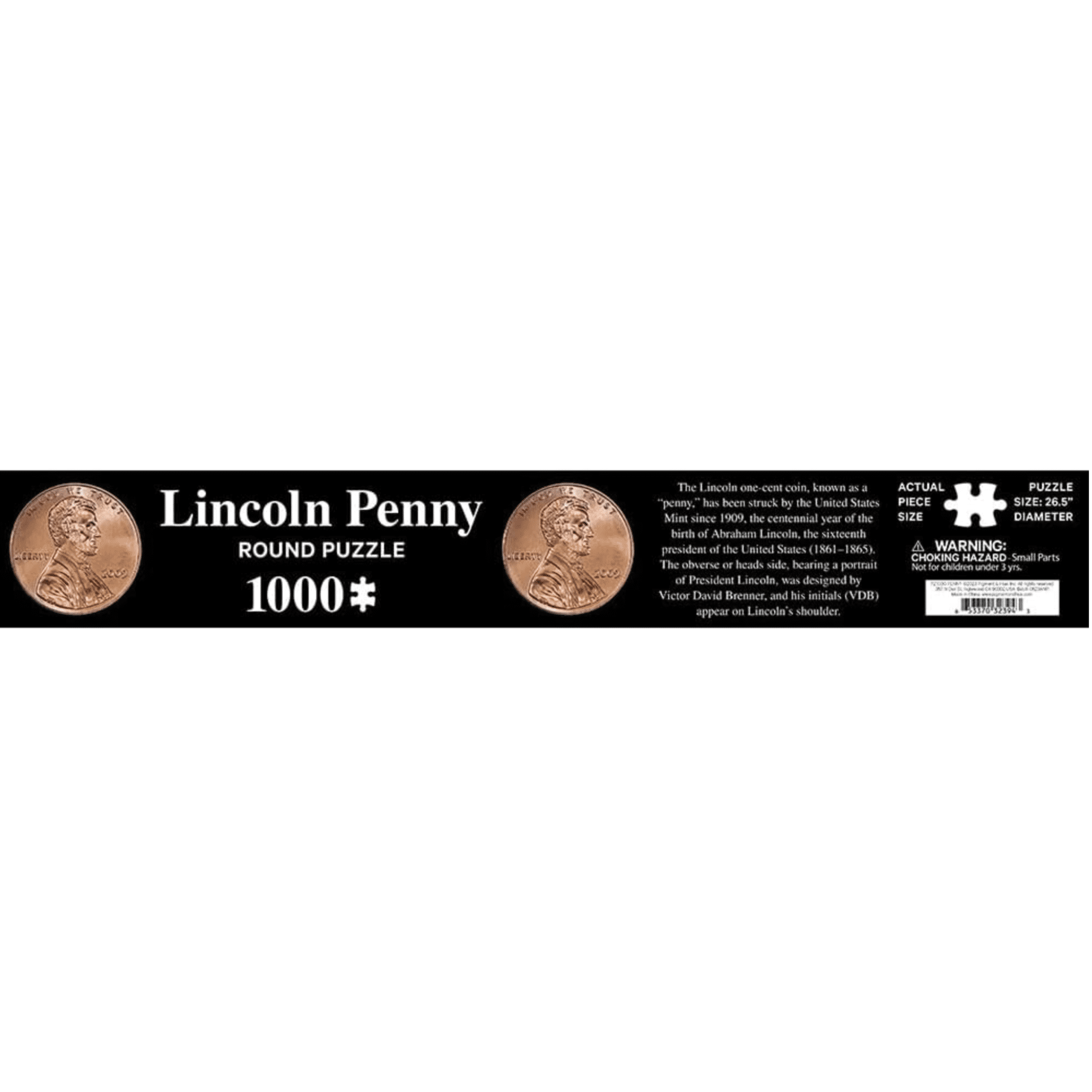 Lincoln Penny 1000 Pc Round Puzzle by Pigment & Hue