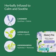 Honey Pot 100% Organic Cotton Cover Calming Herbal Infusion Super Pads, 16 Count