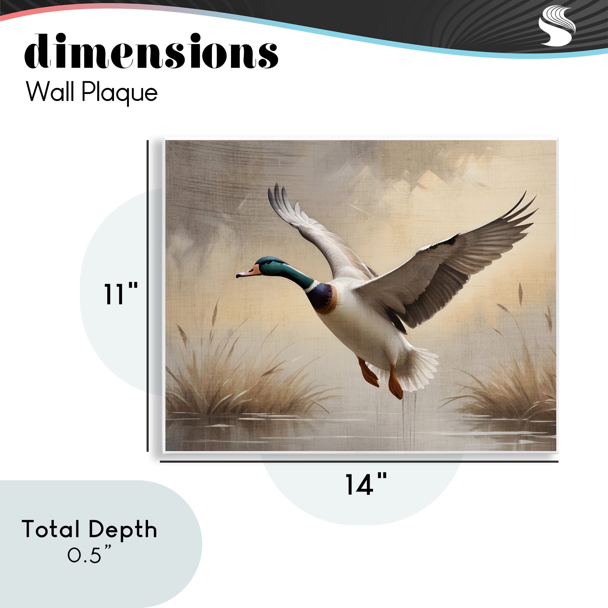 Stupell Industries Gliding Mallard over Wetlands Wall Plaque Art, design by Susan Arnot