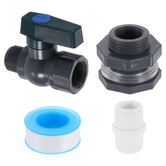 Uxcell 1 Set Rain Barrel Faucet Kit, 3/4" GHT Plastic Rain Barrel Spigot with White Adapter