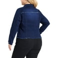 thumbnail image 3 of GRACE & GRANDEUR Juniors Plus Size Outfits Classic Washed Front Frayed Denim Jacket, 3 of 6