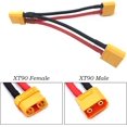 thumbnail image 3 of Duomi-2 Pcs XT90 Connecteur de Batterie Parallèle Câble Double Extension Y Splitter Mâle à Femelle pour DJI Phantom RC Plane, 3 of 4