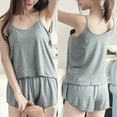 thumbnail image 3 of Fairnull Women Solid Color Spaghetti Straps Camisole Elastic Shorts Cotton Sleepwear Set, 3 of 8