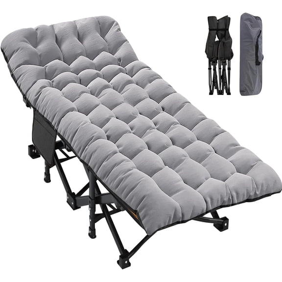 Camping Cot for Adult 28" Extra Wide, Heavy-Duty 1200D Oxford Cot for Sleeping, Portable Folding Camp Bed with Mat & Carry Bag