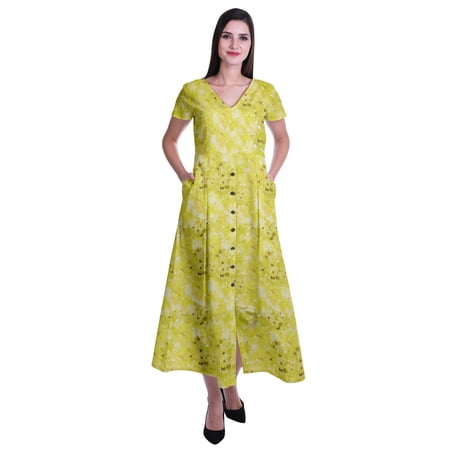 Moomaya Long Maxi Dress For Womens Short Sleeve Formal/Casual Dress With Pockets S-XXL