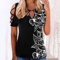 thumbnail image 2 of Gibobby Casual Playera de Manga Corta para Mujer Camiseta manga corta con estampado flores y botones para mujer, camiseta manga corta, informal, Sexy, verano, para (Negro,G), 2 of 4