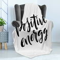 thumbnail image 4 of Positive Energy Soft Flannel Fleece Throw Blanket, Vibes Themed Calligraphic Image of Cursive Lettering Words, Cozy Plush for Indoor and Outdoor Use, 70" x 90", Charcoal Grey White, by Ambesonne, 4 of 5