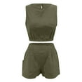 thumbnail image 4 of Solid Color Sleeveless Short Tee Shirt Pants Loose Casual Two Piece Suit Woman plus Swimwear Cover up Swimsuits with Shorts Girls Swimsuits Two Piece Bathing Suits for Women with Shorts Juniors, 4 of 4