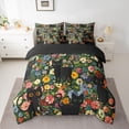 thumbnail image 2 of jejeloiu Colorful Flower Blossom 7-Piece Bedding Comforter Set,Kawaii Animals Cat King Bedding Sets For Girls Women Reversible, 2 of 8