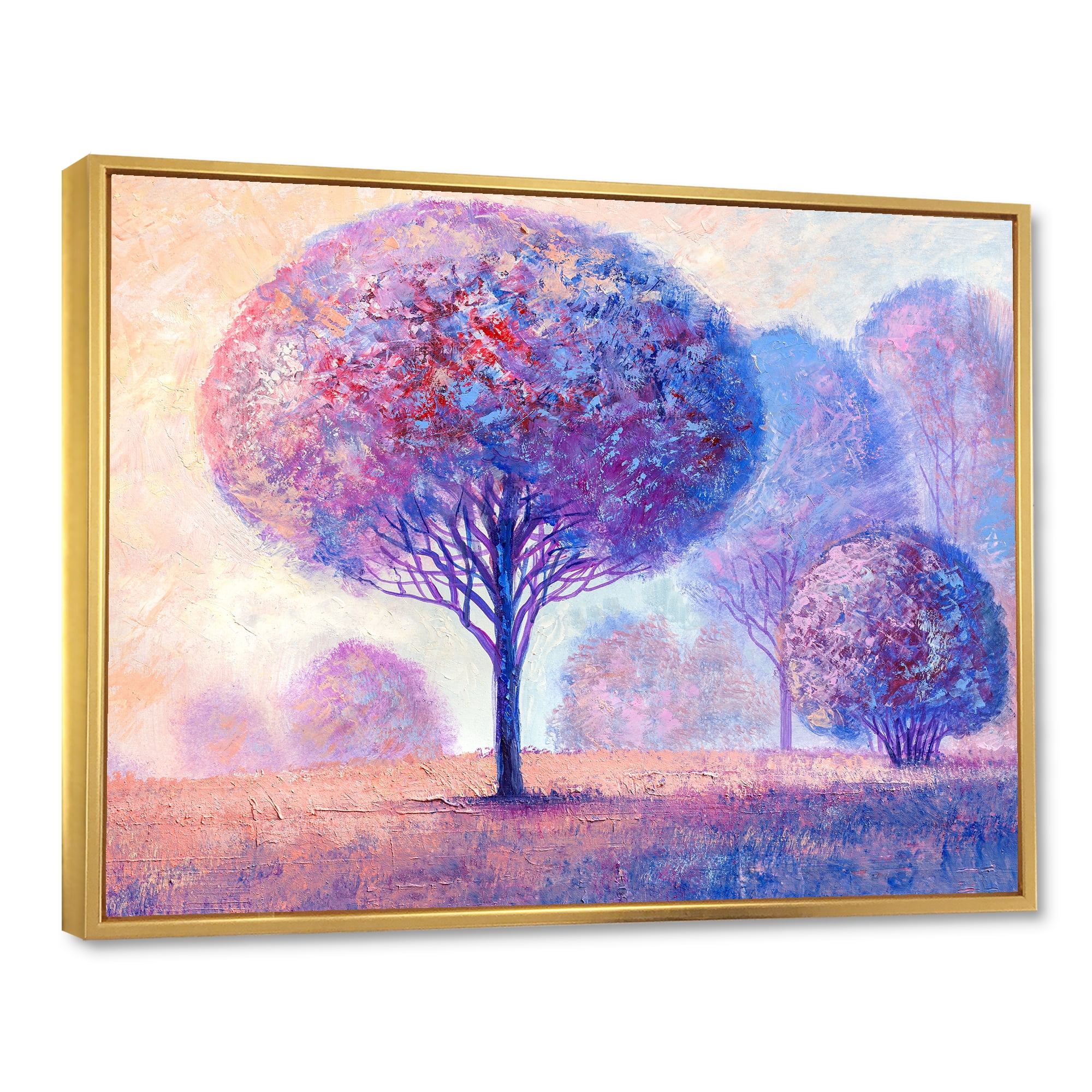Designart 'Colourful Trees Abtract Impression II' Traditional Framed Canvas Wall Art Print