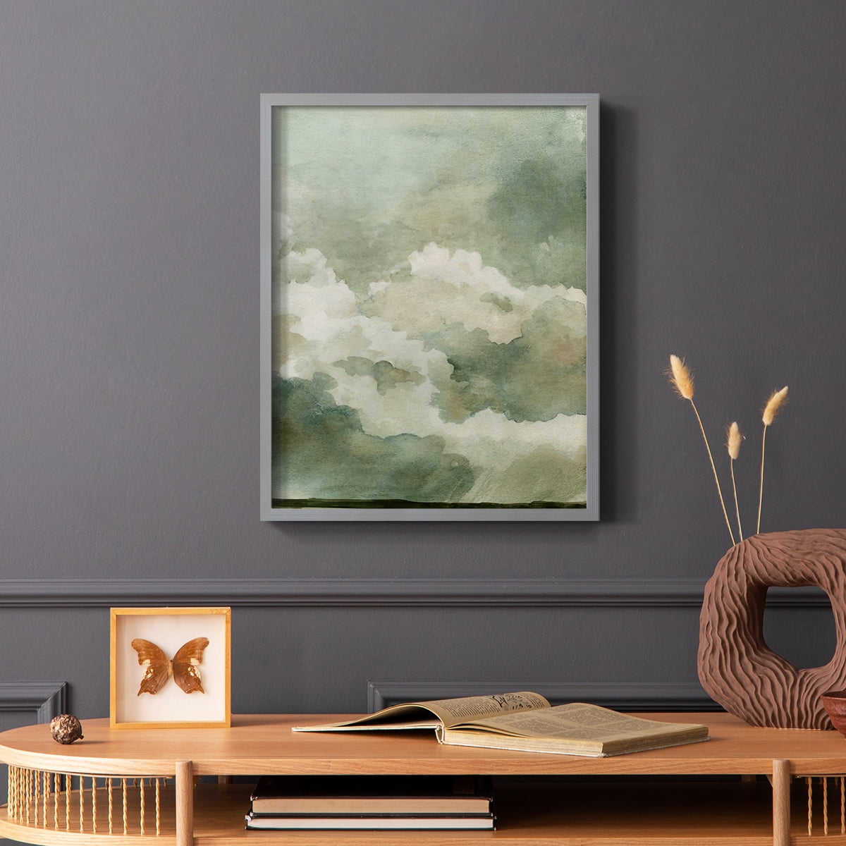 Coming Rain II Framed Print in Gray Solid Wood Framed Print No Nail Hanging