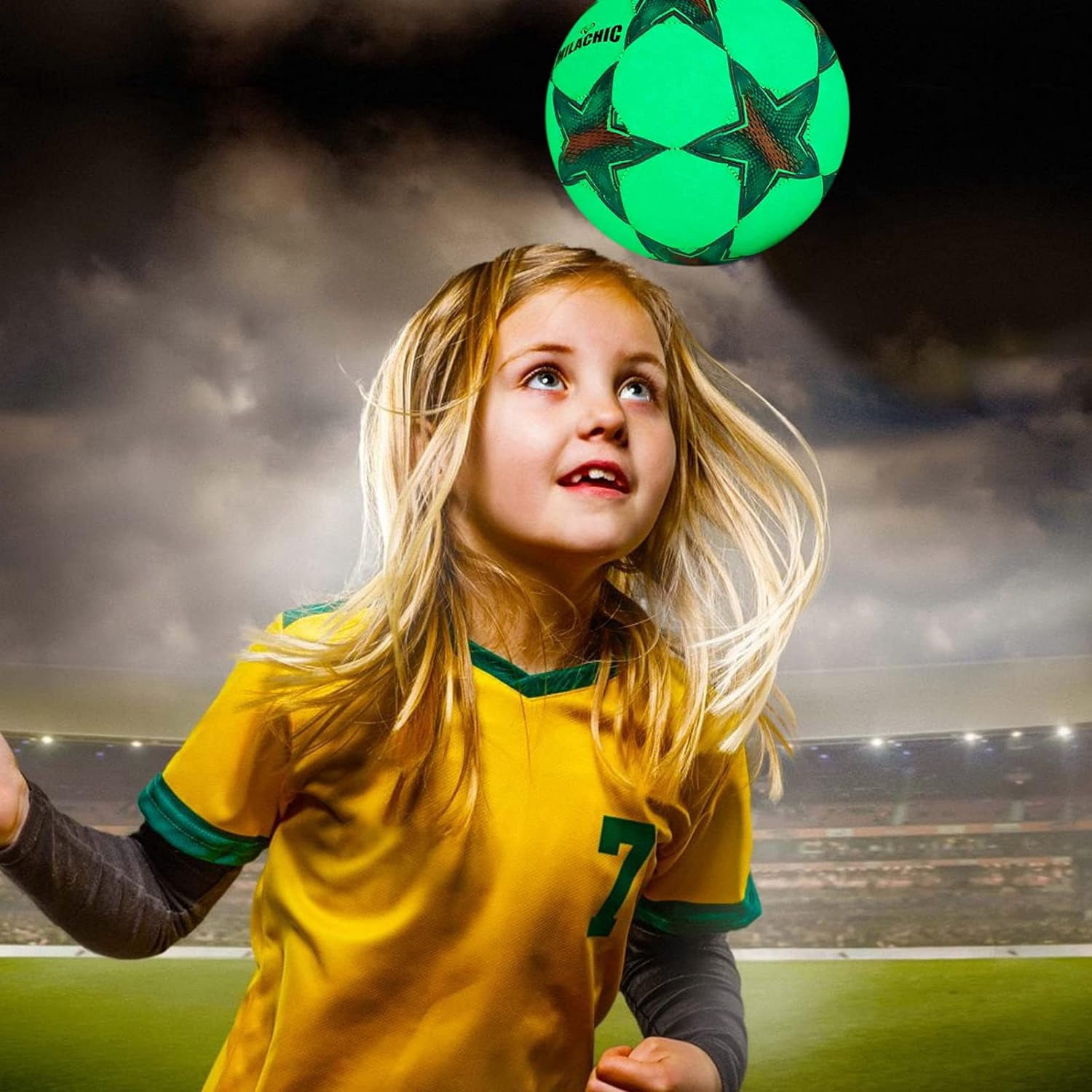 Soccer Ball, Glow in The Dark Soccer Ball Size 3/4 / 5 with Pump, Glowing Luminious Soccer Balls Gifts for Boys, Girls, Men, Women Indoor-Outdoor Soccer Training