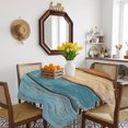 thumbnail image 3 of Farmhouse Light Blue Brown Table Cloth Waterproof Tablecloths, Vintage Wooden Striped Tablecloth Dining Table Cover for Kitchen Party Tabletop Outdoor, Square Tablecloth 54x54 Inch, 3 of 9