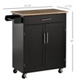 thumbnail image 3 of HOMCOM Kitchen Island Cart with Rubber Wood Top Utility Serving Cart, 3 of 10