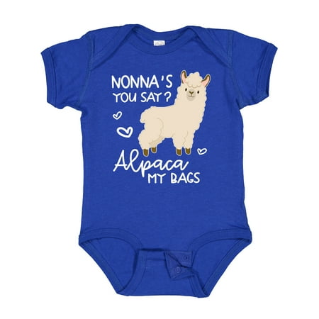 

Inktastic Nonna s You Say Alpaca My Bags Gift Baby Boy or Baby Girl Bodysuit