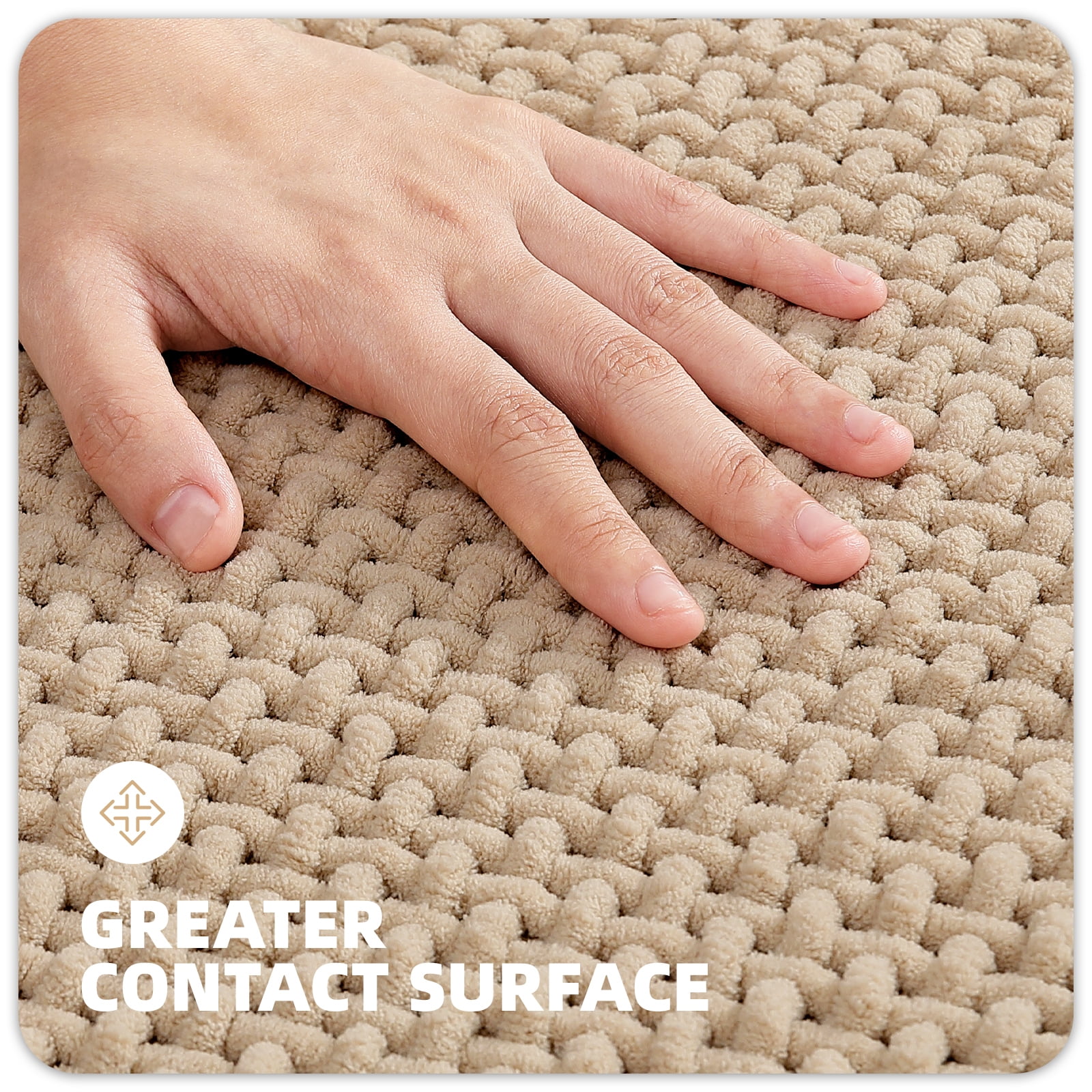 PABUBE Bathroom Rug, Non Slips Bath Mat, Machine Washable Bathroom Mat, Soft Absorbent Bathmat Bath Rug, Bathroom Rug and Mat for Bathroom Floor (20"x32",Beige)