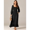 thumbnail image 2 of DARING DIVA Scoop Neck Smocked Tiered Maxi Dress S Black, 2 of 6