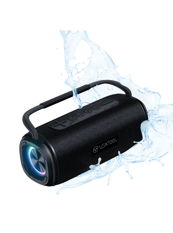 Bluetooth Speaker, 8H Playtime Portable Home Wireless Bluetooth 5.3 Speaker with Stereo Bass, IPX7 Waterproof Portable Bluetooth Speake with Colorful Flashing Lights