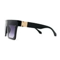 thumbnail image 2 of Mobster Flat Top Shield Horn Rimless Plastic Sunglasses Black Smoke, 2 of 4