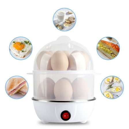 SUGARDAY Egg Cooker with Auto Off Rapid Egg Boiler Electric 14 Egg Capacity Hard Boiled Egg Cooker Microwave White