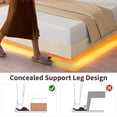thumbnail image 4 of Full Size Floating Bed Frame with RGB LED Lights and Charging Station, Upholstered Platform Bed with Storage Headboard and Button Tufted Design, No Box Spring Needed, Beige, 4 of 8