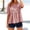 *Red, variant on ClodeEU Women's Plaid Round Neck Short Sleeve Babydoll Blouse,Casual Summer Peplum Top Black,Women's Plus L