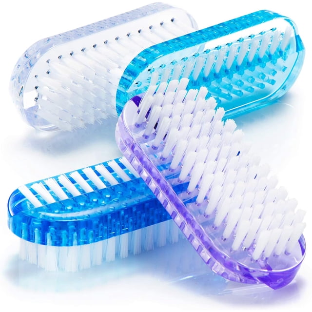 Nylon Bristles Scrub Brush, Two Sided Nail Brush For Comprehensive Cleaning, Portable And Practical Design With Durable Plastic Handle, Easy Cleaning And Reuse For Long Lasting Use