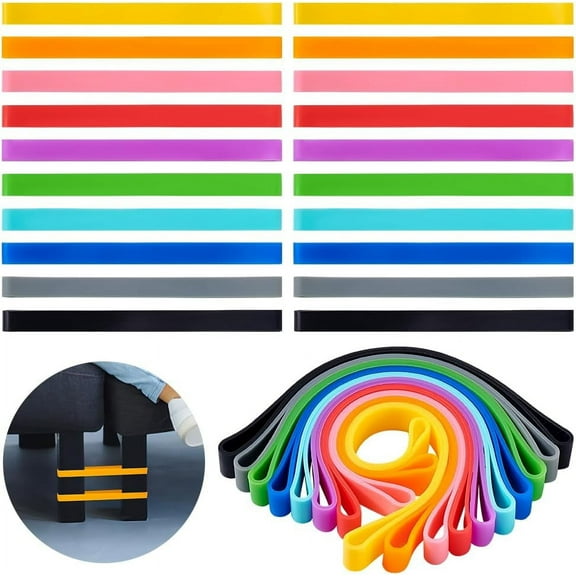 20Pcs Chair Bands for People with Fidgety Feet 10 Colors Stretch Silicone Elastic Bands Fidget Bands for Classroom Chairs Stretch Foot Band Fits for Sensory Fidget and ADHD 5.3x0.37