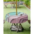 thumbnail image 4 of Green Pink Gradient Abstract Ripple Wave Table Cloth with Umbrella Hole and Zipper,Outdoor Tablecloth Waterproof Patio Table Cloths Spillproof Washable Table Cover Ombre Geometric Line, 4 of 6