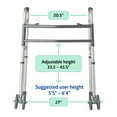 thumbnail image 3 of Medline Bariatric Folding Walker for Seniors, Heavy Duty, Extra Wide, 5-In Wheels, 500 lb Capacity, Aluminum, Silver, 3 of 8