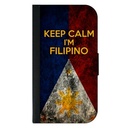 Keep Calm I'm Filipino - Phone Case Compatible with the Samsung Galaxy s9+ / s9 Plus - Wallet Style with Card (Best Phone Card To Call Philippines)