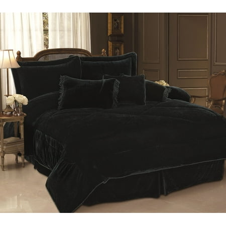7 Piece Black Velvet Comforter Set Walmart Com