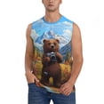 thumbnail image 2 of Fotbe Men's Snowy Mountain Photography Bear Print Men's Sleeveless Muscle Tank Tops Casual T-Shirts for Gym Workout Beach-Medium, 2 of 8