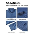 thumbnail image 5 of Satankud Mens Golf Shirt Long Sleeve 3 Button Moisture Wicking Dry Fit Solid Casual Golf Polo Shirts for Men Dark Blue L, 5 of 8